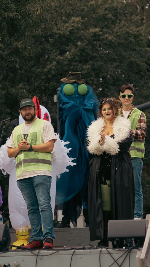 Costumed characters on the festival stage