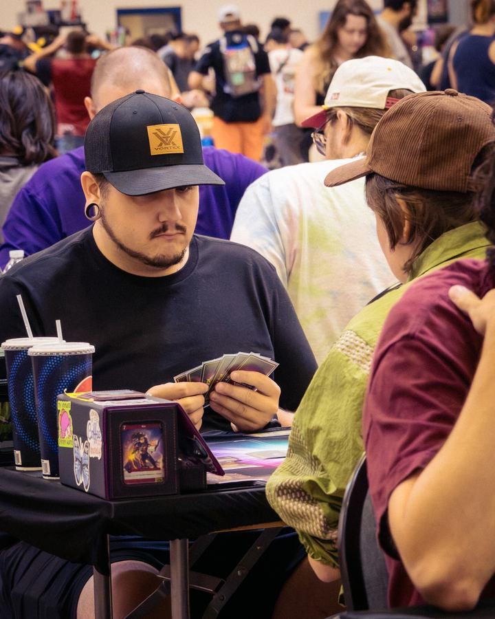 Players studying their hands