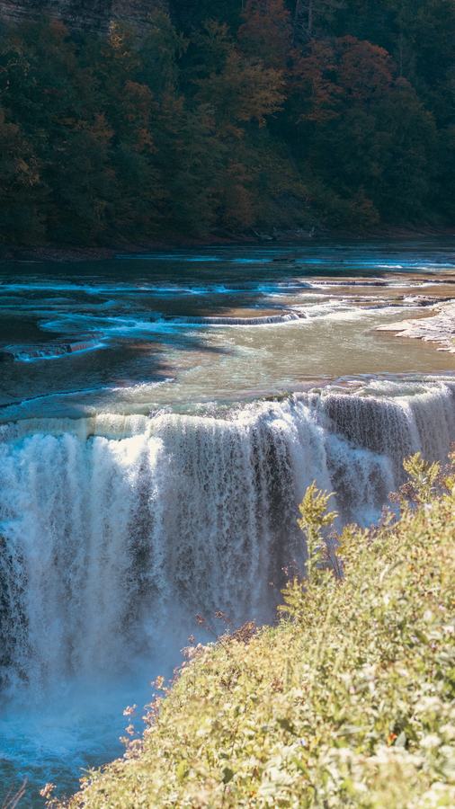Falls pouring into the gorge