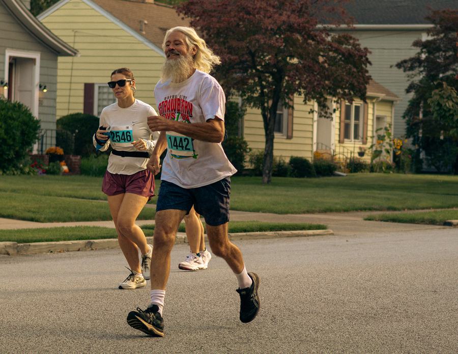 Runners on a residential street